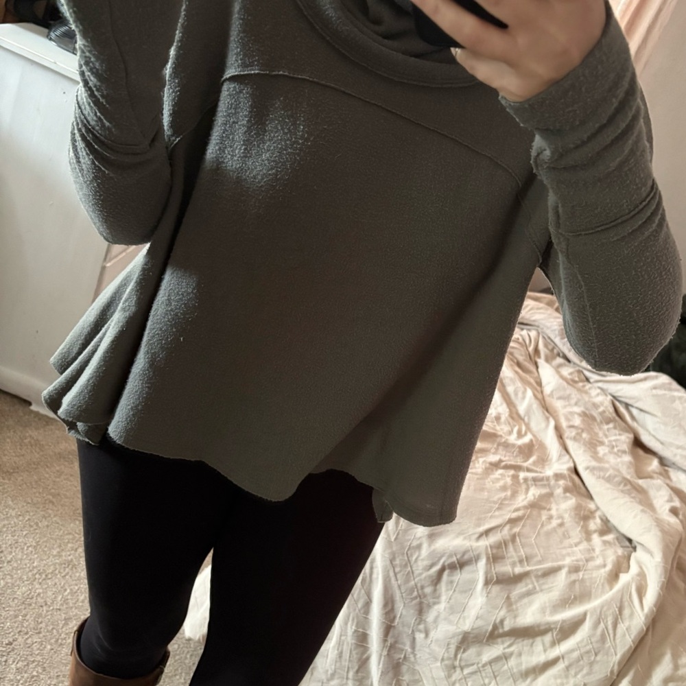 Free People Cozy Time Funnel Pullover in the color Pine XS